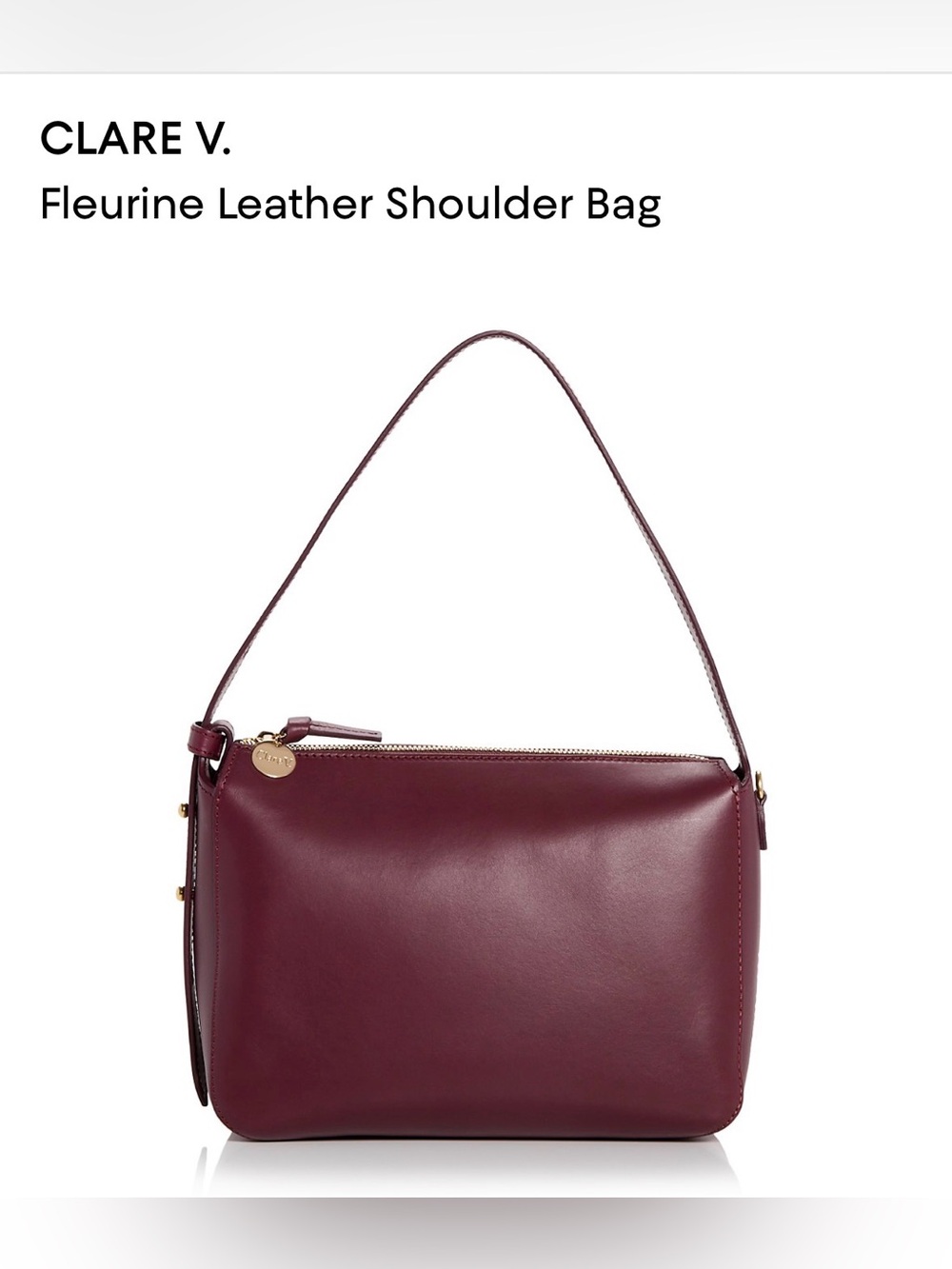 Clare V. Fleurine Leather Shoulder Bag. Color: Plumingo.